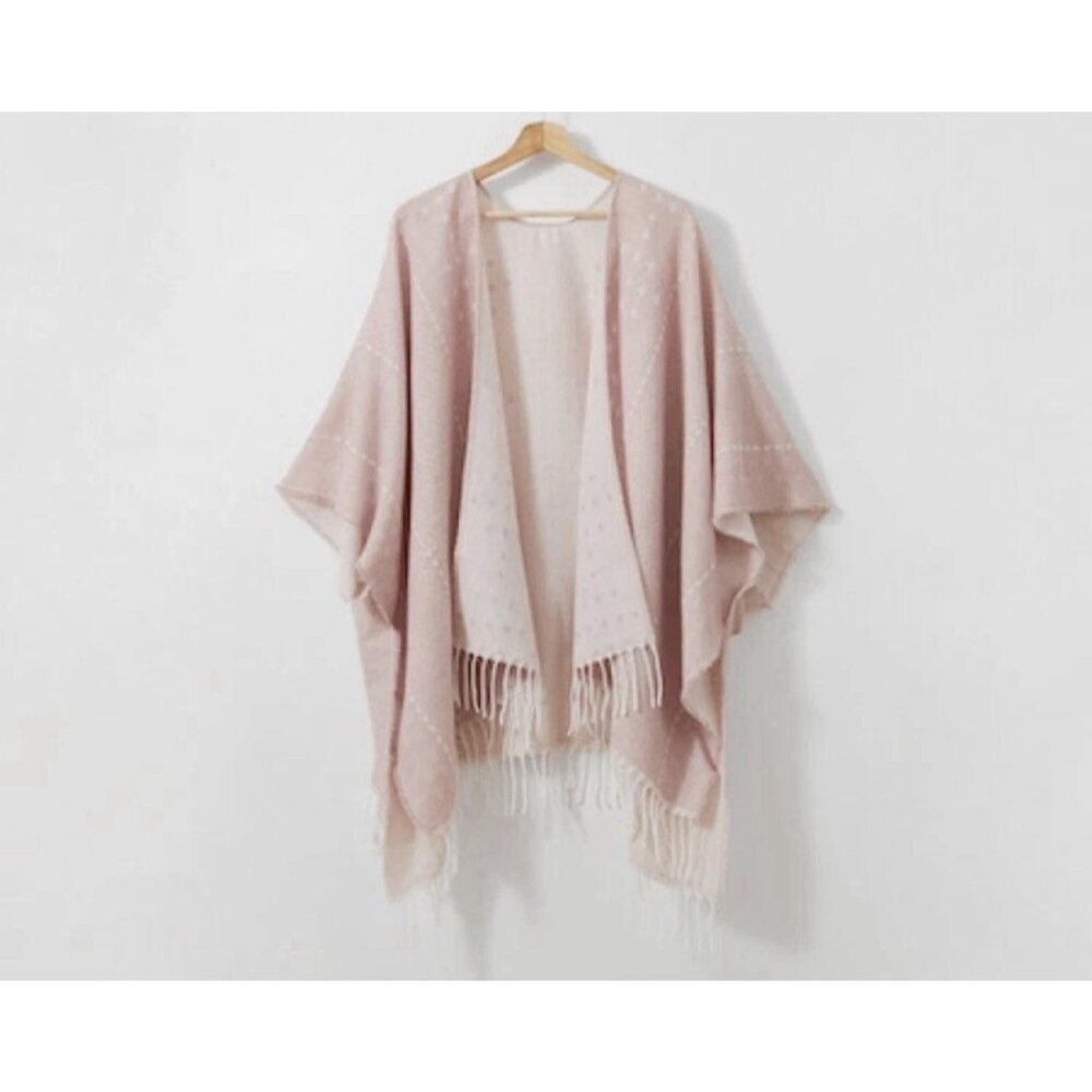 NEW Gentle Fawn Pink Hermosa Fringed Kimono Blush Cardigan M/L Boho Fairy Pastel